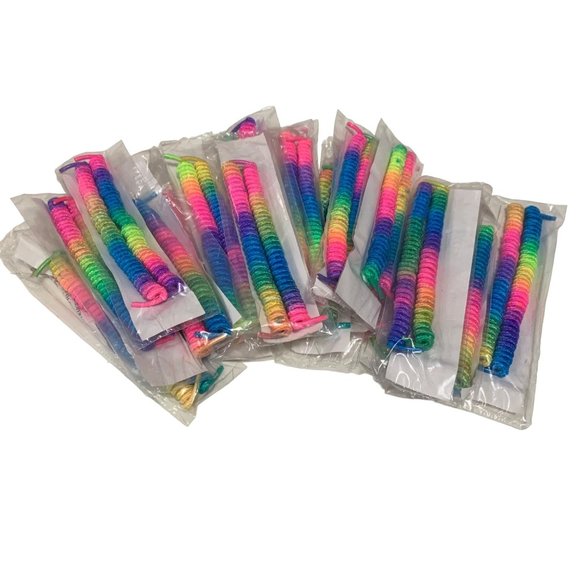 Vintage Magic Shoe Laces Coiled Curled Tye Dye 1 Pair NOS - Picture 2 of 5